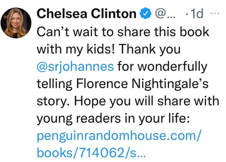 Florence Nightingale featured on Chelsea Clinton's social media
